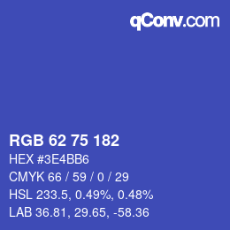 颜色代码: RGB 62 75 182 | qconv.com
