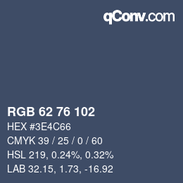 カラーコード: RGB 62 76 102 | qconv.com