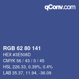 Color code: RGB 62 80 141 | qconv.com