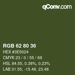 Color code: RGB 62 80 36 | qconv.com