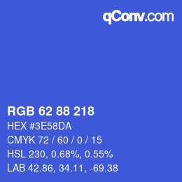 Color code: RGB 62 88 218 | qconv.com
