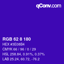 カラーコード: RGB 62 8 180 | qconv.com