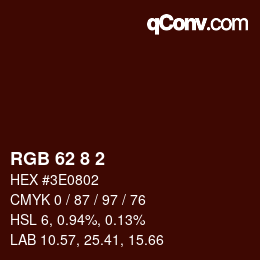 Color code: RGB 62 8 2 | qconv.com