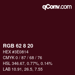 カラーコード: RGB 62 8 20 | qconv.com