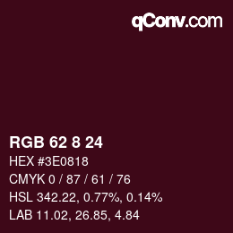 Color code: RGB 62 8 24 | qconv.com