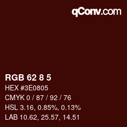 Color code: RGB 62 8 5 | qconv.com