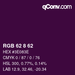 Color code: RGB 62 8 62 | qconv.com