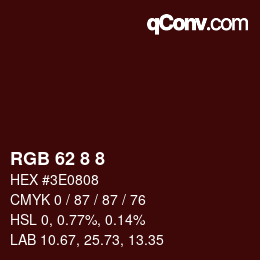 Color code: RGB 62 8 8 | qconv.com