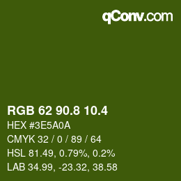 カラーコード: RGB 62 90.8 10.4 | qconv.com