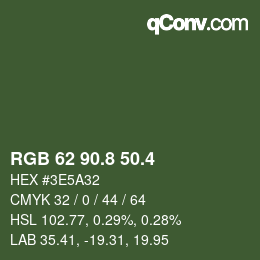 カラーコード: RGB 62 90.8 50.4 | qconv.com