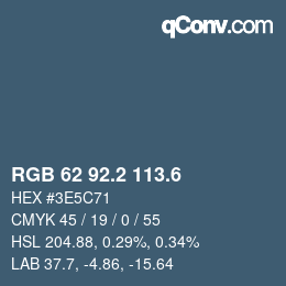 カラーコード: RGB 62 92.2 113.6 | qconv.com