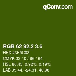 カラーコード: RGB 62 92.2 3.6 | qconv.com