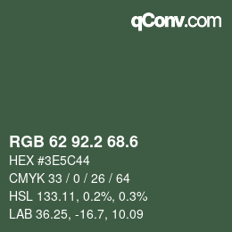 カラーコード: RGB 62 92.2 68.6 | qconv.com
