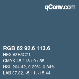 カラーコード: RGB 62 92.6 113.6 | qconv.com