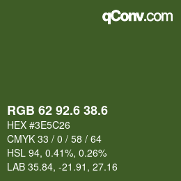 カラーコード: RGB 62 92.6 38.6 | qconv.com