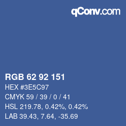 カラーコード: RGB 62 92 151 | qconv.com