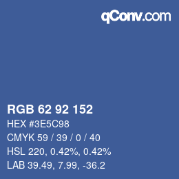 カラーコード: RGB 62 92 152 | qconv.com