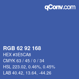 Color code: RGB 62 92 168 | qconv.com