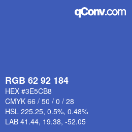 カラーコード: RGB 62 92 184 | qconv.com