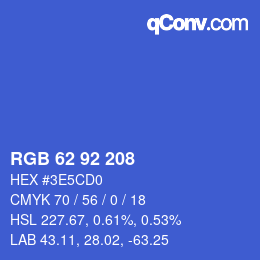 Color code: RGB 62 92 208 | qconv.com