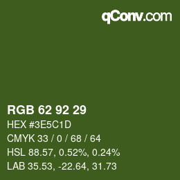 カラーコード: RGB 62 92 29 | qconv.com