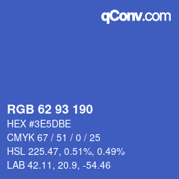 Color code: RGB 62 93 190 | qconv.com