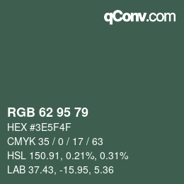 Code couleur: RGB 62 95 79 | qconv.com