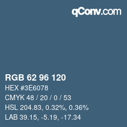 Code couleur: RGB 62 96 120 | qconv.com