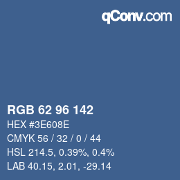 Color code: RGB 62 96 142 | qconv.com