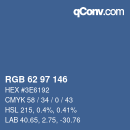 カラーコード: RGB 62 97 146 | qconv.com