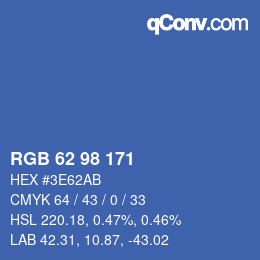 Color code: RGB 62 98 171 | qconv.com