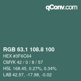 Color code: RGB 63.1 108.8 100 | qconv.com