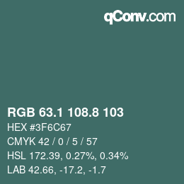 Farbcode: RGB 63.1 108.8 103 | qconv.com
