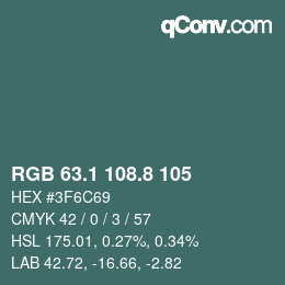 Código de color: RGB 63.1 108.8 105 | qconv.com