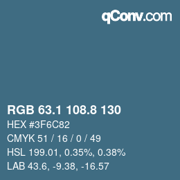 カラーコード: RGB 63.1 108.8 130 | qconv.com