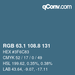 カラーコード: RGB 63.1 108.8 131 | qconv.com