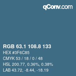 カラーコード: RGB 63.1 108.8 133 | qconv.com