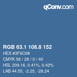 カラーコード: RGB 63.1 108.8 152 | qconv.com