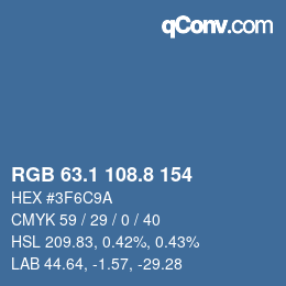 カラーコード: RGB 63.1 108.8 154 | qconv.com
