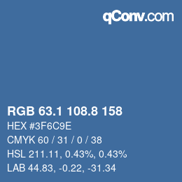 カラーコード: RGB 63.1 108.8 158 | qconv.com