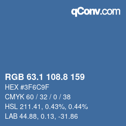 カラーコード: RGB 63.1 108.8 159 | qconv.com
