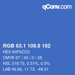 カラーコード: RGB 63.1 108.8 192 | qconv.com