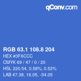 カラーコード: RGB 63.1 108.8 204 | qconv.com
