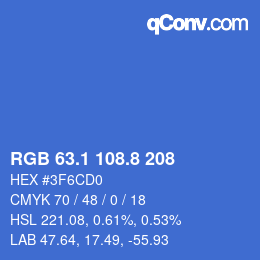 カラーコード: RGB 63.1 108.8 208 | qconv.com