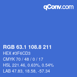 カラーコード: RGB 63.1 108.8 211 | qconv.com