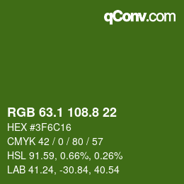 カラーコード: RGB 63.1 108.8 22 | qconv.com