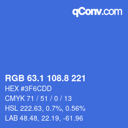 カラーコード: RGB 63.1 108.8 221 | qconv.com