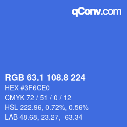カラーコード: RGB 63.1 108.8 224 | qconv.com