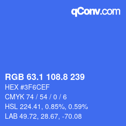 カラーコード: RGB 63.1 108.8 239 | qconv.com