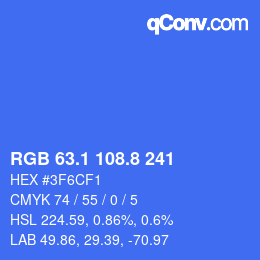 カラーコード: RGB 63.1 108.8 241 | qconv.com